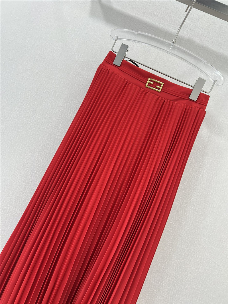 F**di patchwork lace long pleated skirt