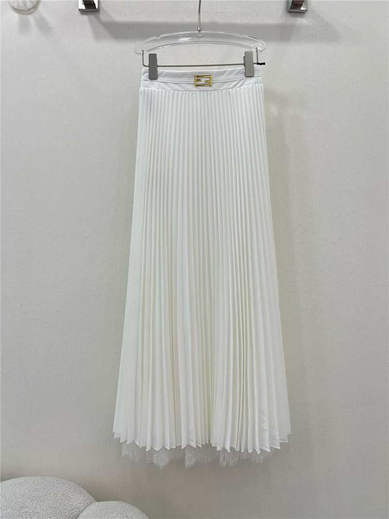 F**di patchwork lace long pleated skirt