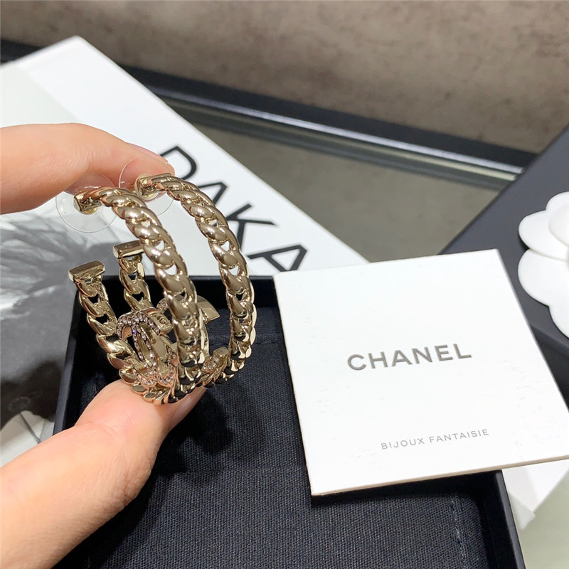 Ch**el chain double c earrings