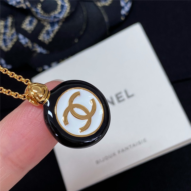 Ch**el black and white button necklace