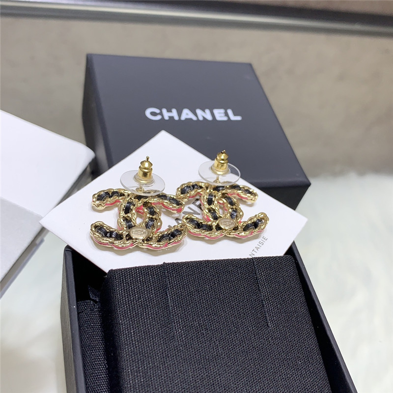 Ch**el black leather earrings
