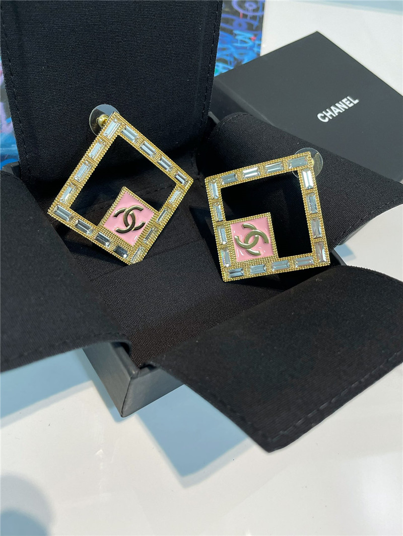 Ch**el pink square earrings