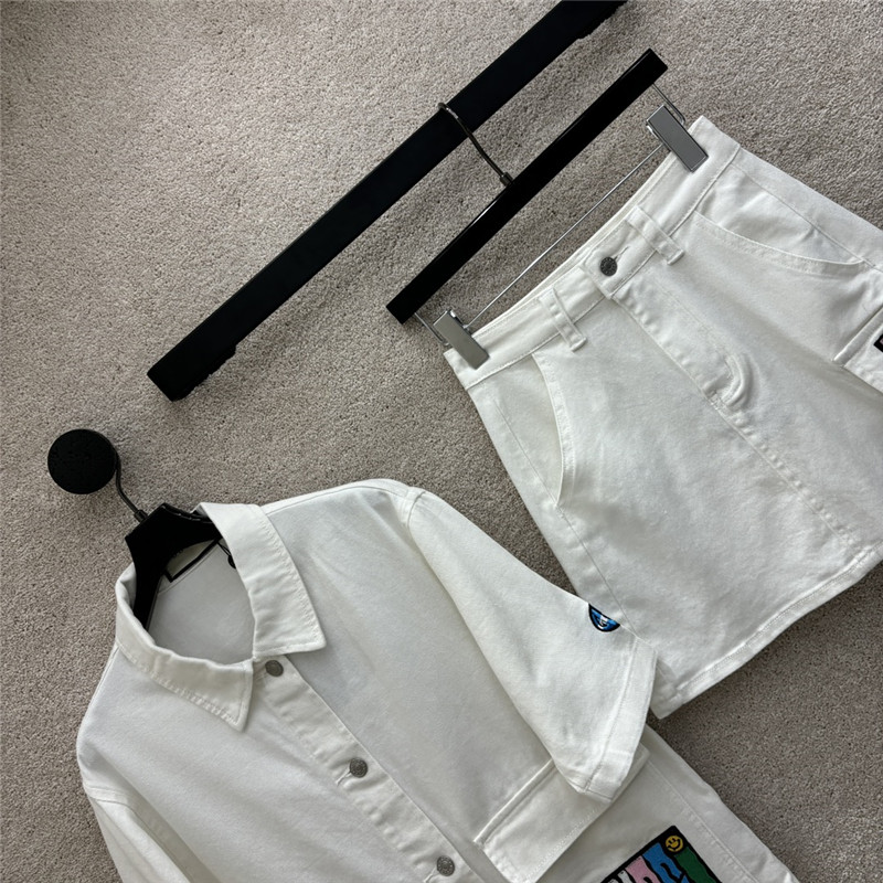 Gvc*1 colorful letter patch denim suit replica clothing