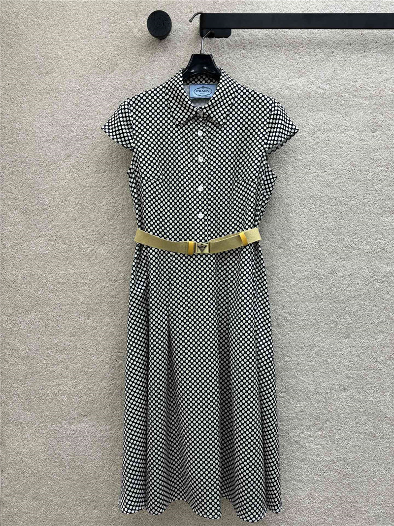 Pra*a logo belt polka dot dress replica d&g clothing