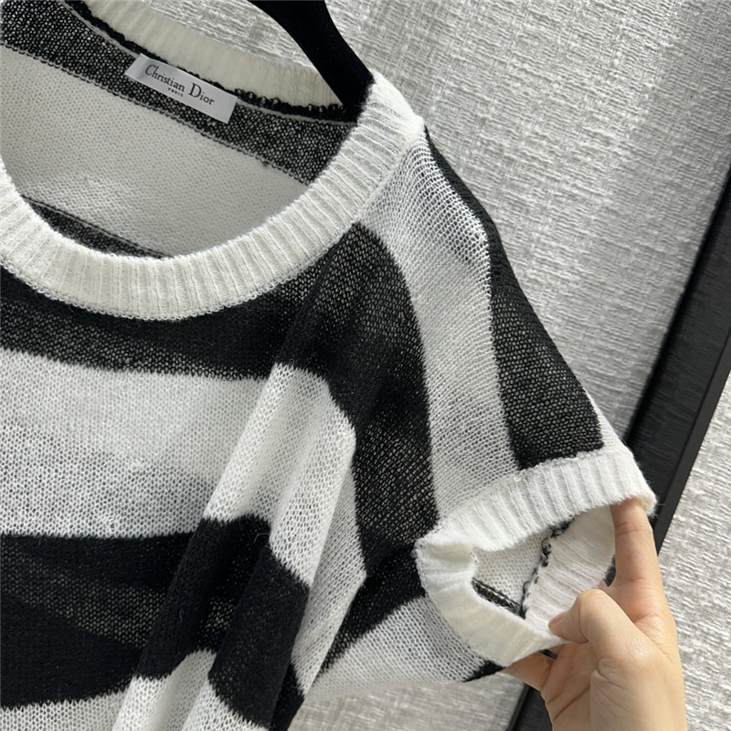 D10r striped irregular short knit dress