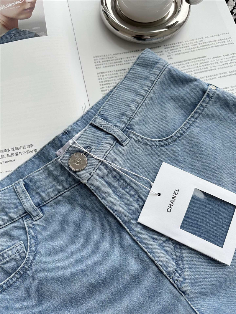 Ch**el embroidered denim shortscheap replica designer clothes
