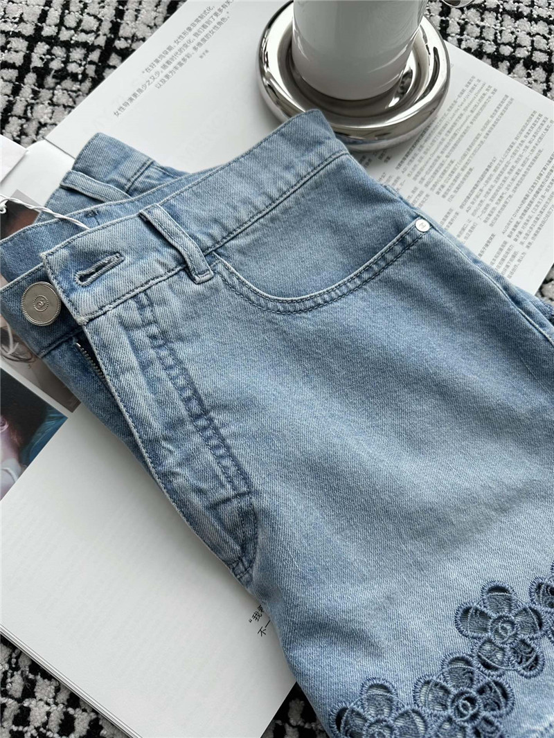 Ch**el embroidered denim shortscheap replica designer clothes