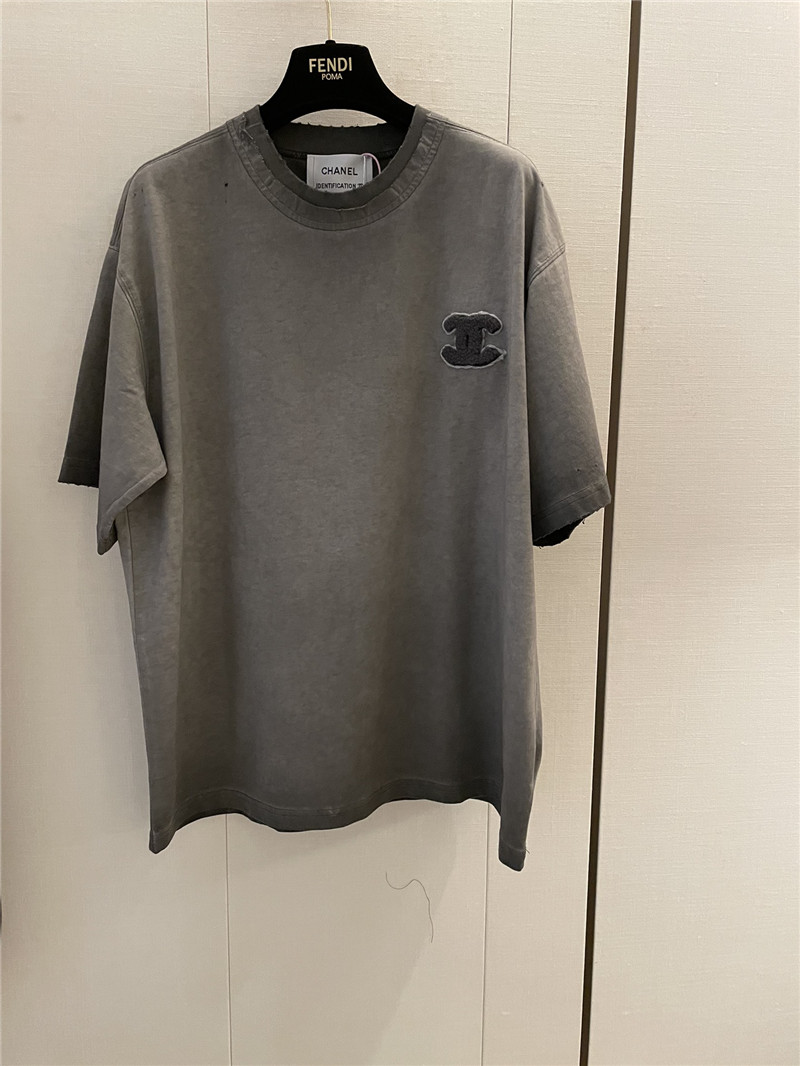 Ch**el distressed distressed short-sleeved replica clothing