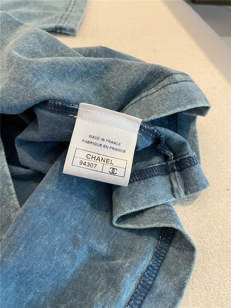 Ch**el distressed distressed short-sleeved replica clothing