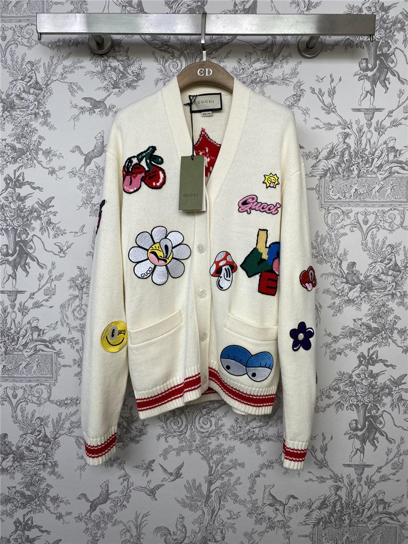 Gvc*1 appliqué jacquard knit cardigan