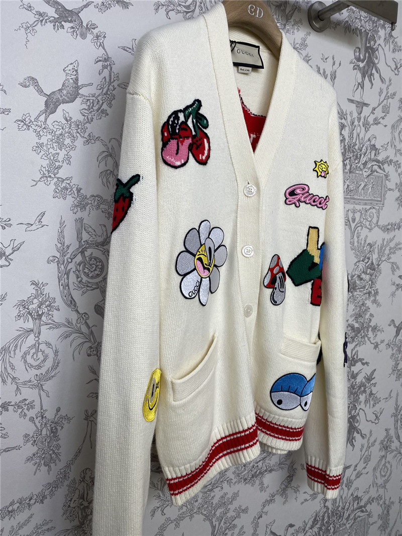 Gvc*1 appliqué jacquard knit cardigan