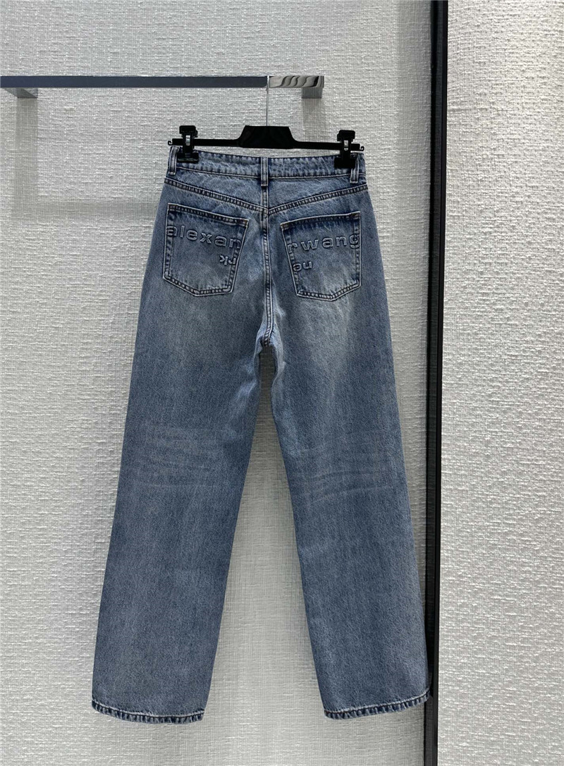 A1exa*der wang embossed letter denim trousers replica clothing