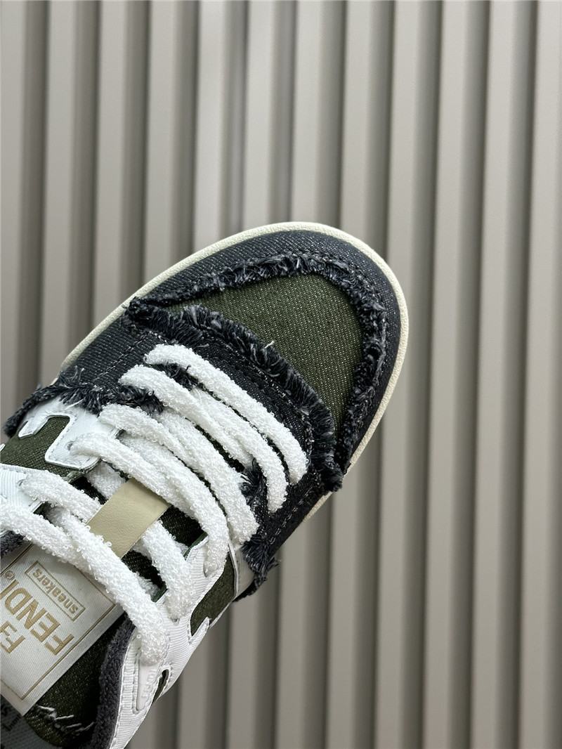 F**di denim match panelled leather sneakers