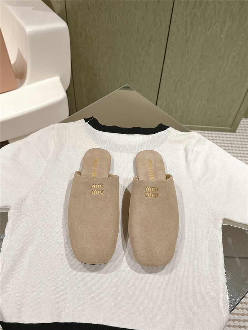 M1um1u small round toe mules slippers replica shoes