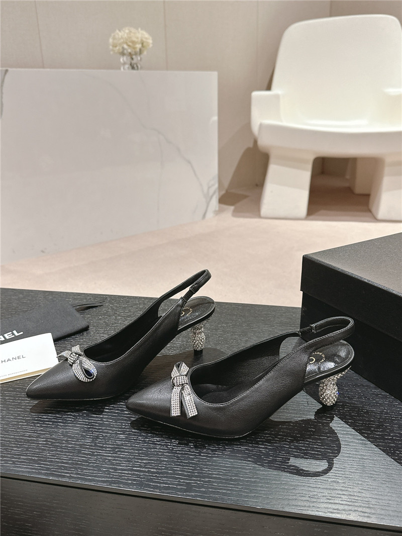 Ch**el pointed toe bow knot heel sandal
