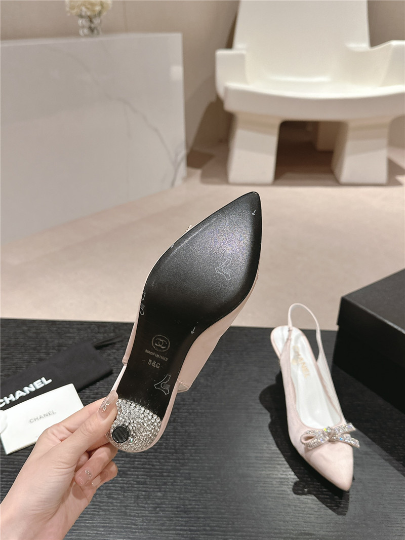 Ch**el bow high heel leather shoes best replica shoes website