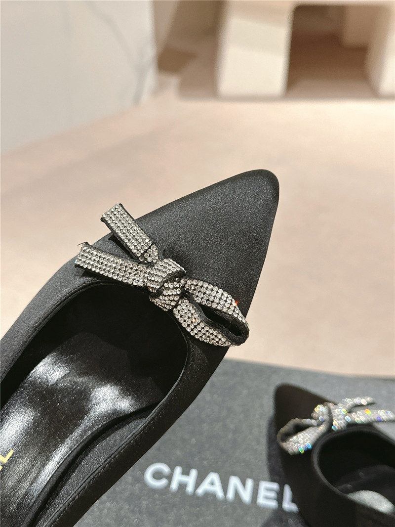 Ch**el bow high heel leather shoes best replica shoes website