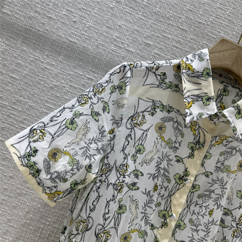 tory burch rabbit vine print silk cotton dress replica clothes