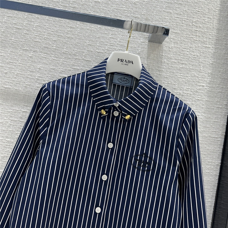 Pra*a logo embroidered striped shirt replica d&g clothing