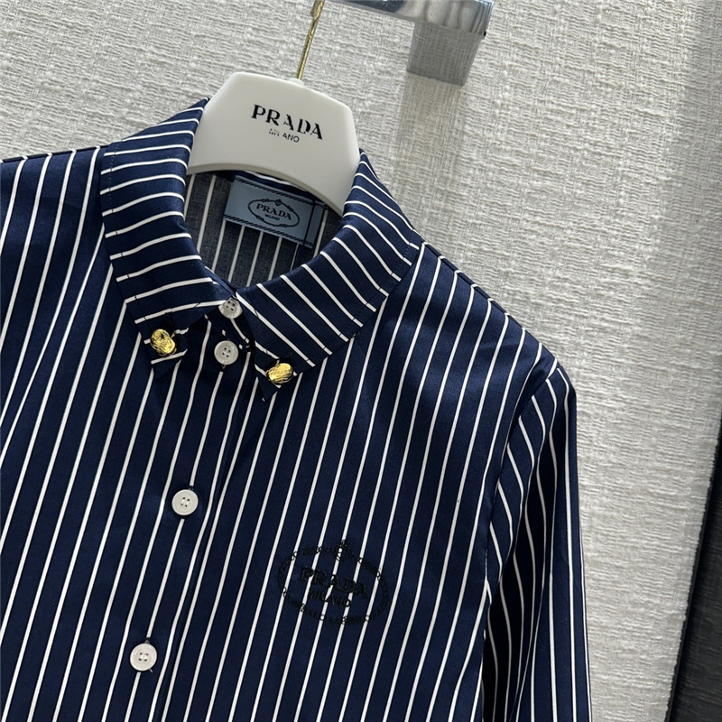 Pra*a logo embroidered striped shirt replica d&g clothing