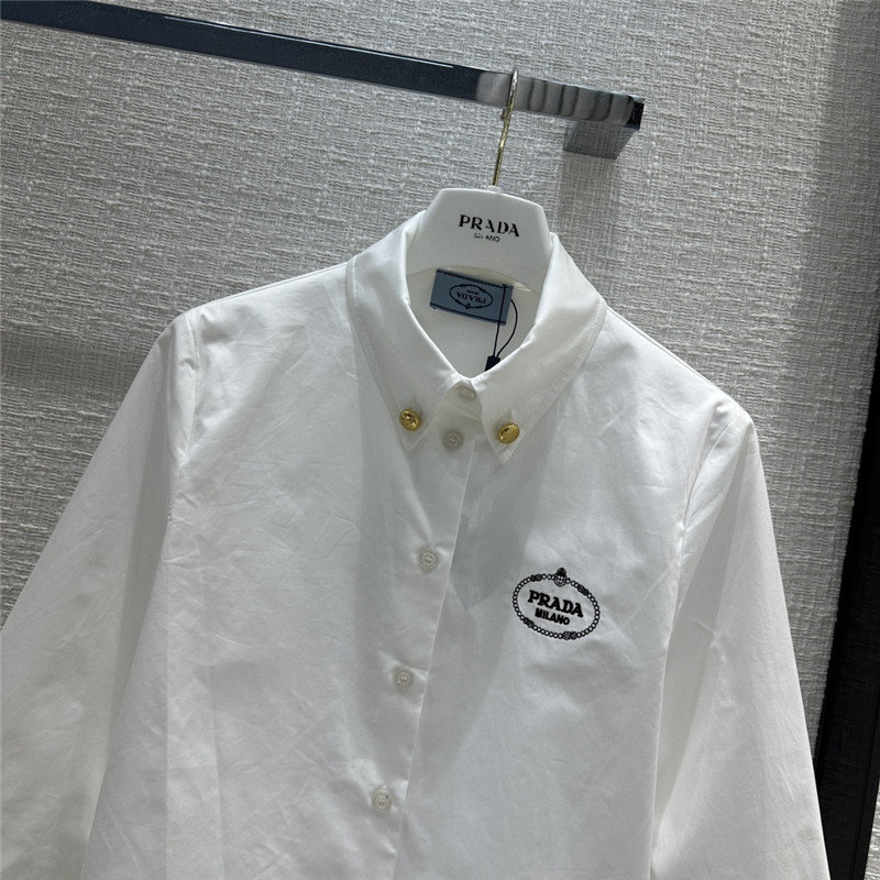 Pra*a logo embroidered white shirt replica clothing sites