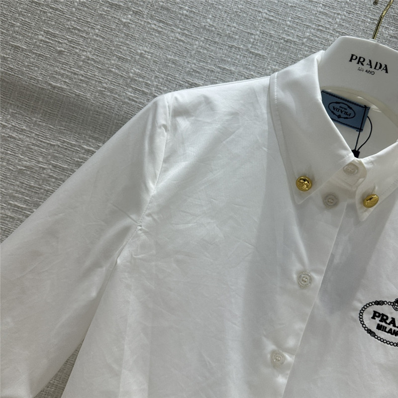 Pra*a logo embroidered white shirt replica clothing sites