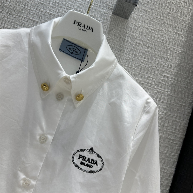 Pra*a logo embroidered white shirt replica clothing sites