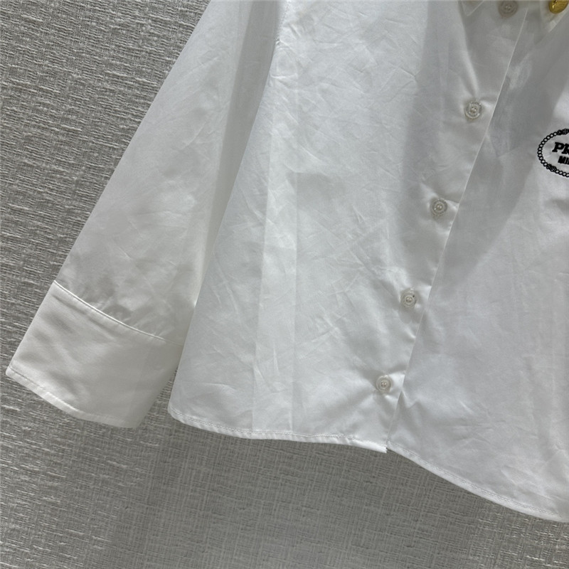 Pra*a logo embroidered white shirt replica clothing sites
