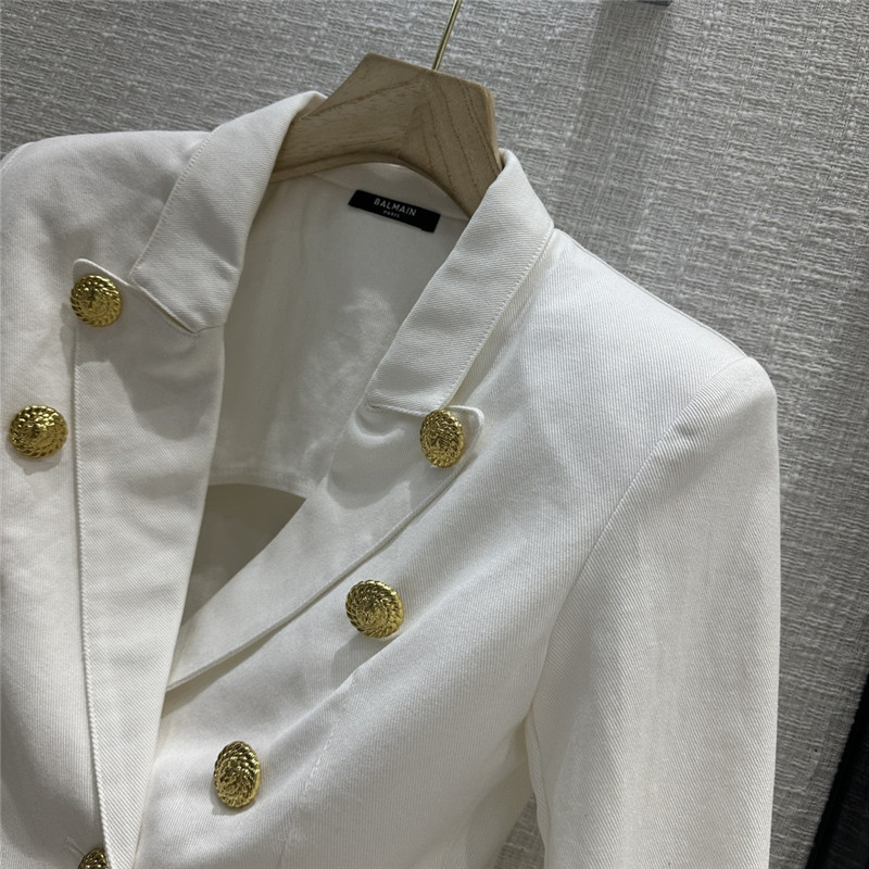 Balmain white denim blazer replica clothing sites