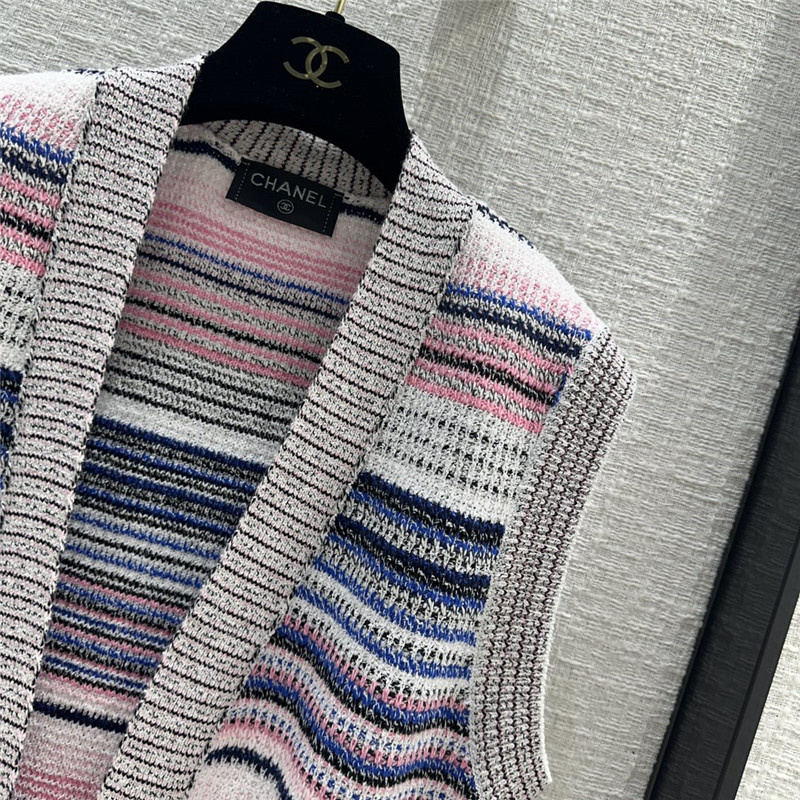 Ch**el colorful striped knitted vest cardigan replicas clothes