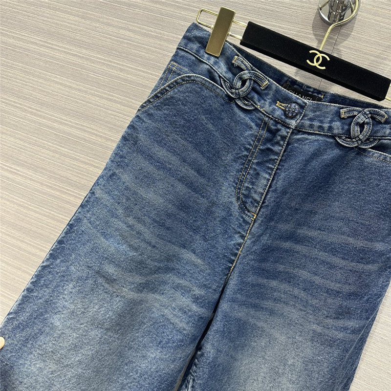Ch**el denim blue denim straight pants replica d&g clothing
