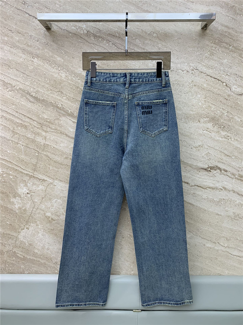 m1um1u hot D1am0nd straight denim trousers replicas clothes