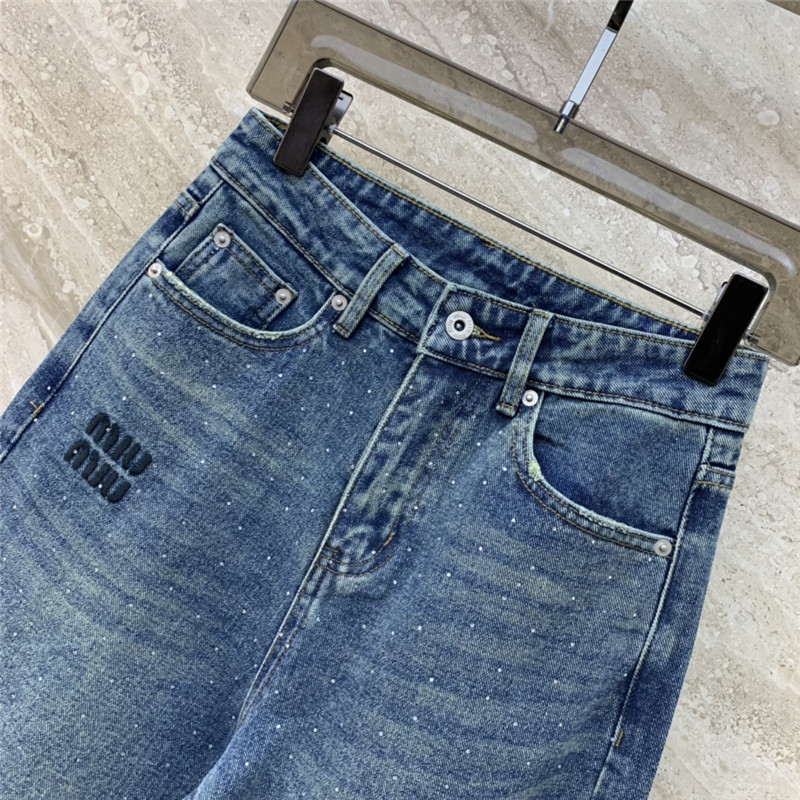 m1um1u hot D1am0nd straight denim trousers replicas clothes
