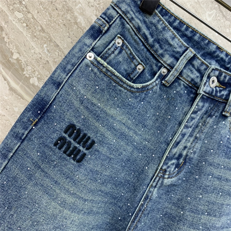 m1um1u hot D1am0nd straight denim trousers replicas clothes