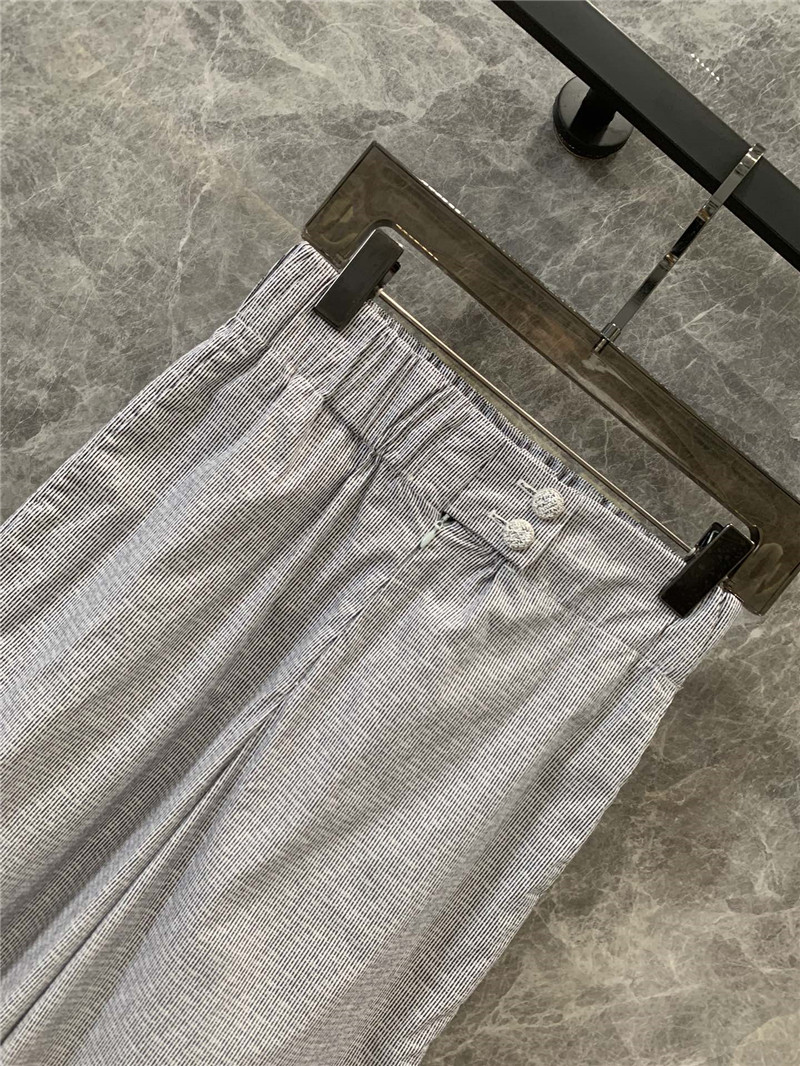 Ch**el elastic waist striped wide leg pants replica clothing