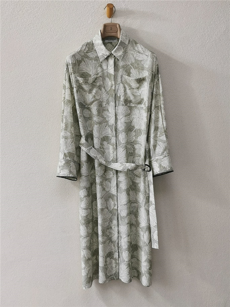 BC silk screen silk silk lace-up shirt dress replica clothing