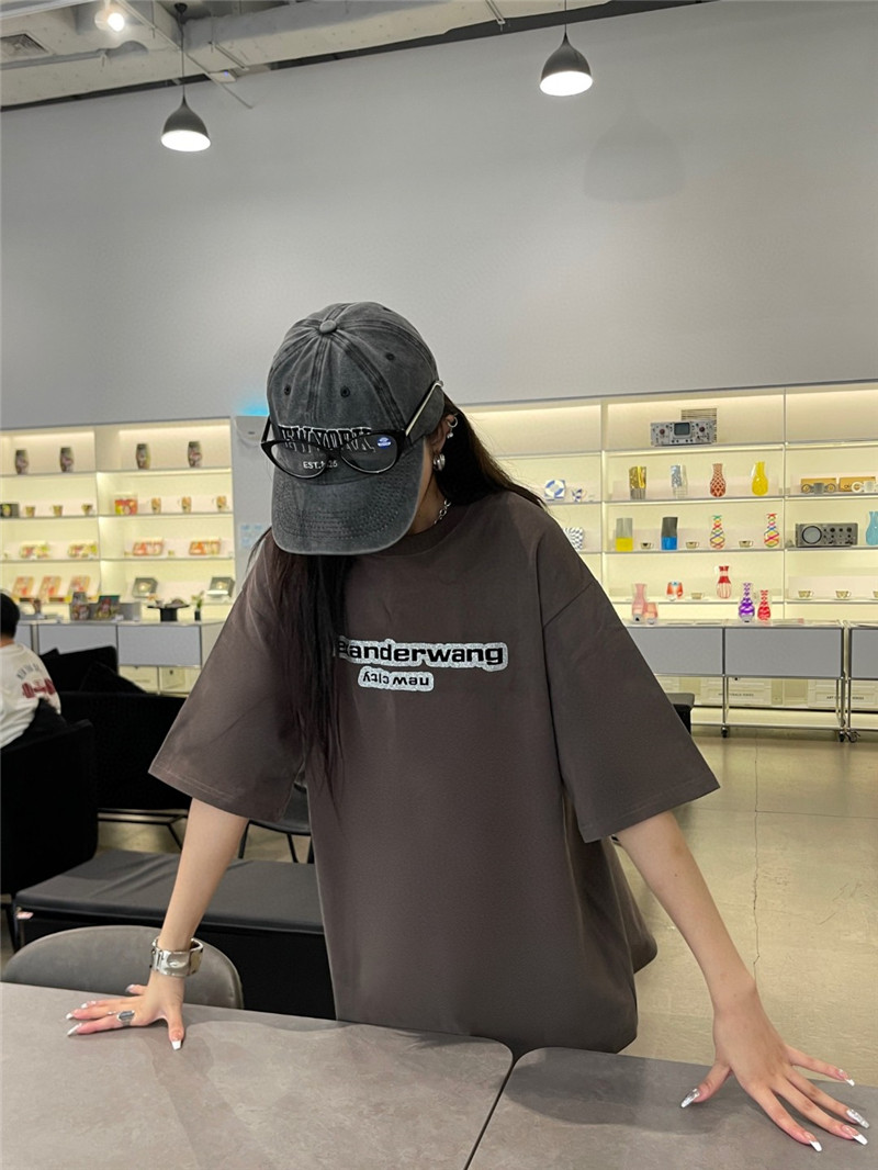A1exa*der wang letter logo round neck t-shirt replicas clothes