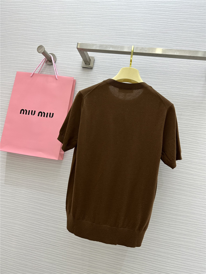 M1um1u small logo knitted short sleeve replica clothing sites