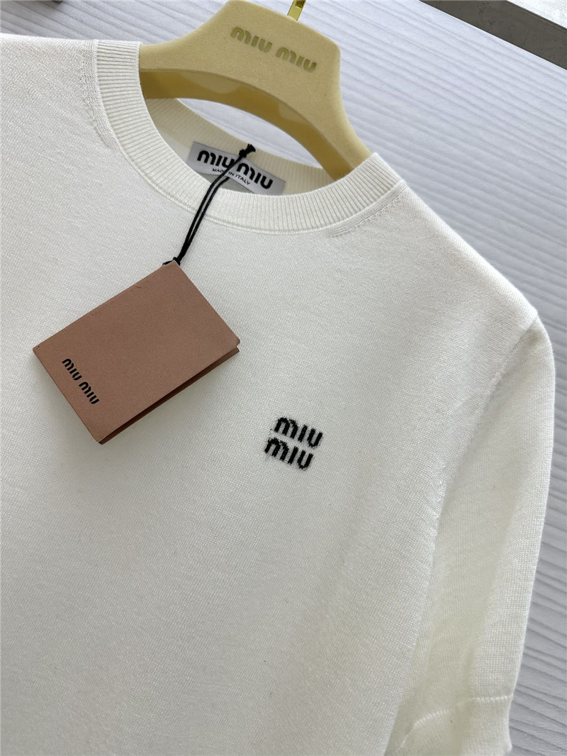 M1um1u small logo knitted short sleeve replica clothing sites