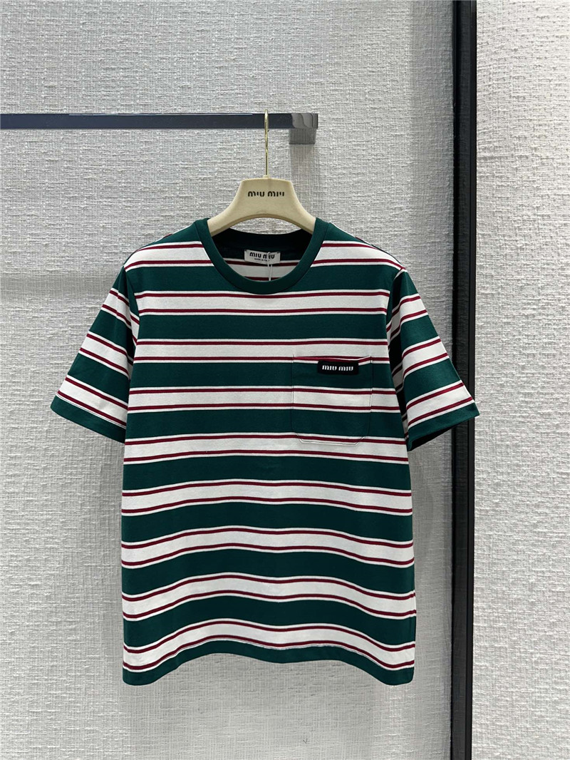 M1um1u striped short-sleeved t-shirt replica clothing sites