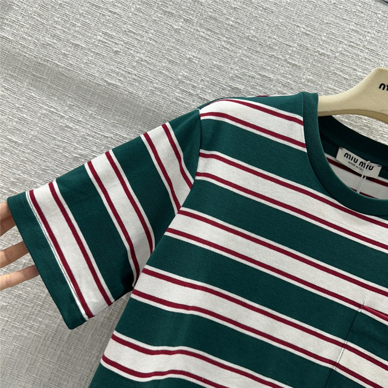M1um1u striped short-sleeved t-shirt replica clothing sites