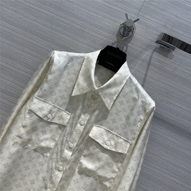 l0vis Vvtt0n lv milk tea logo printed silk shirt replica clothing