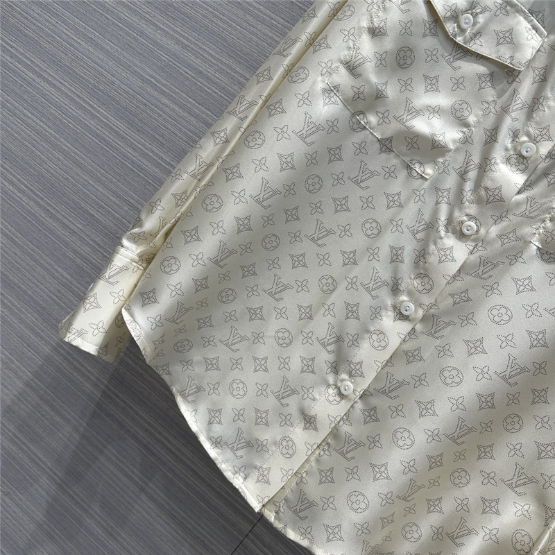 l0vis Vvtt0n lv milk tea logo printed silk shirt replica clothing