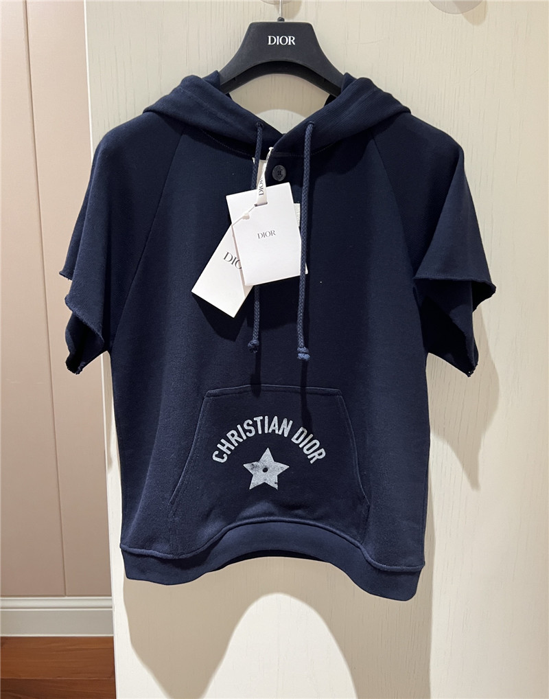 D10r navy blue hooded short sleeve replica designer clothes