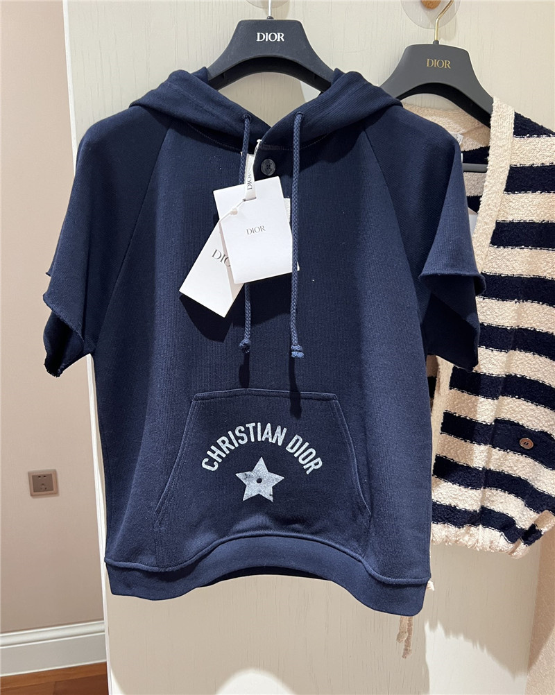 D10r navy blue hooded short sleeve replica designer clothes