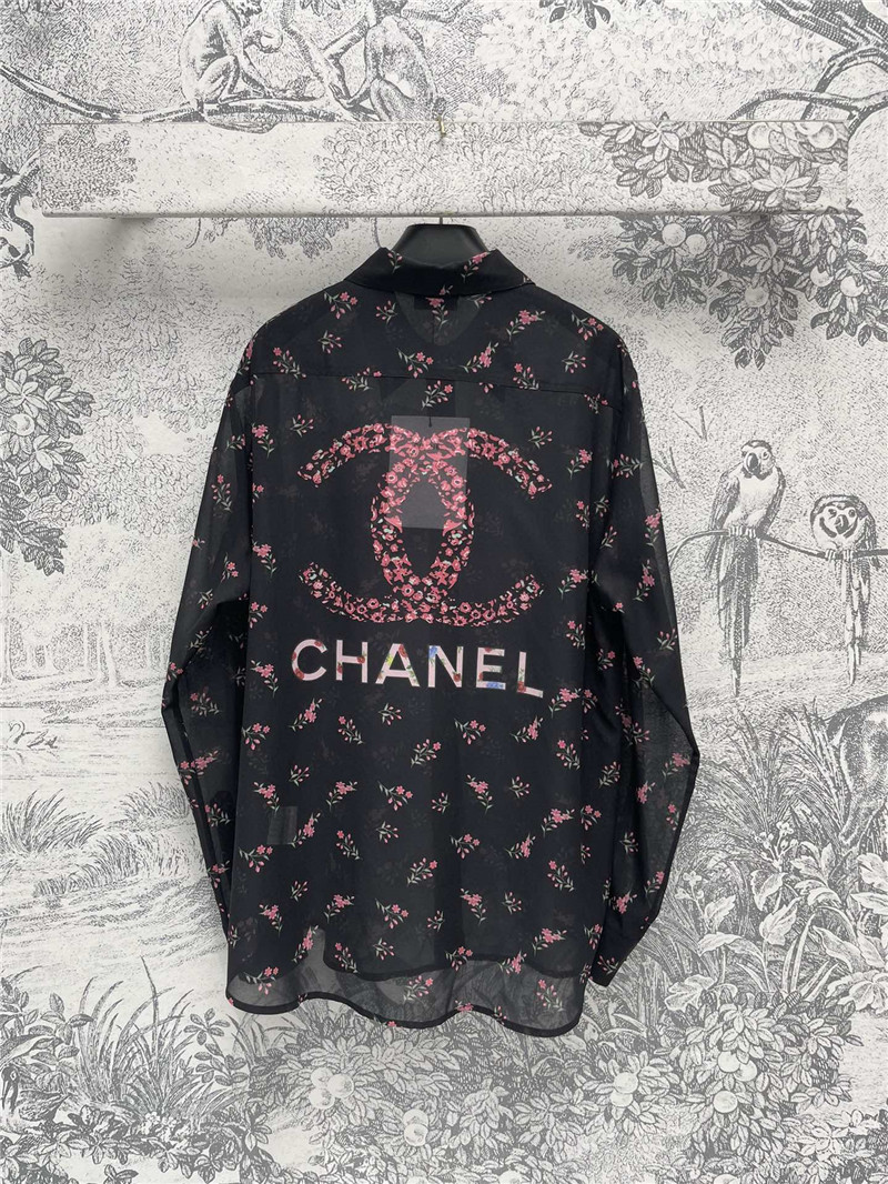 Ch**el full printed see-through shirt replica designer clothes