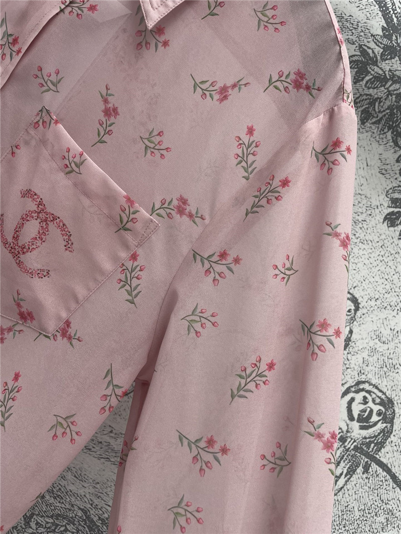 Ch**el full printed see-through shirt replica designer clothes