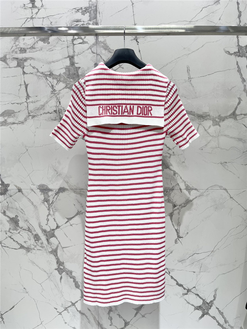 D10r navy neck short sleeve knitted dress replica clothes