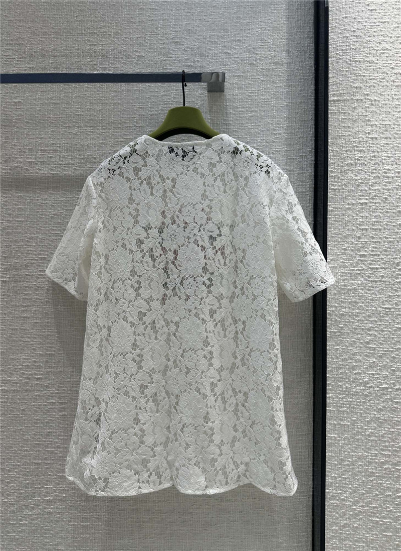 Gvc*1 zippered round neck lace short sleeve top replica clothes