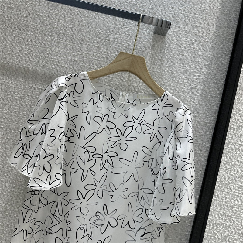 Chloé elegant floral graffiti print silk shirt replica clothing sites
